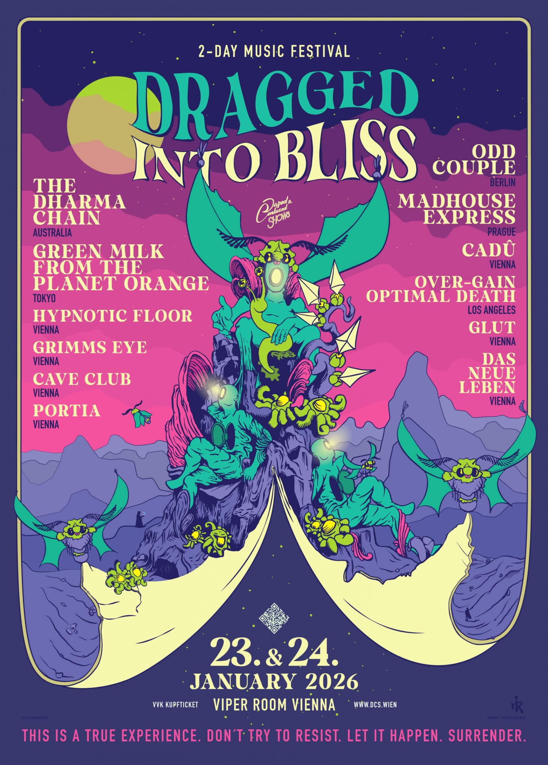 dragged into bliss lineup poster