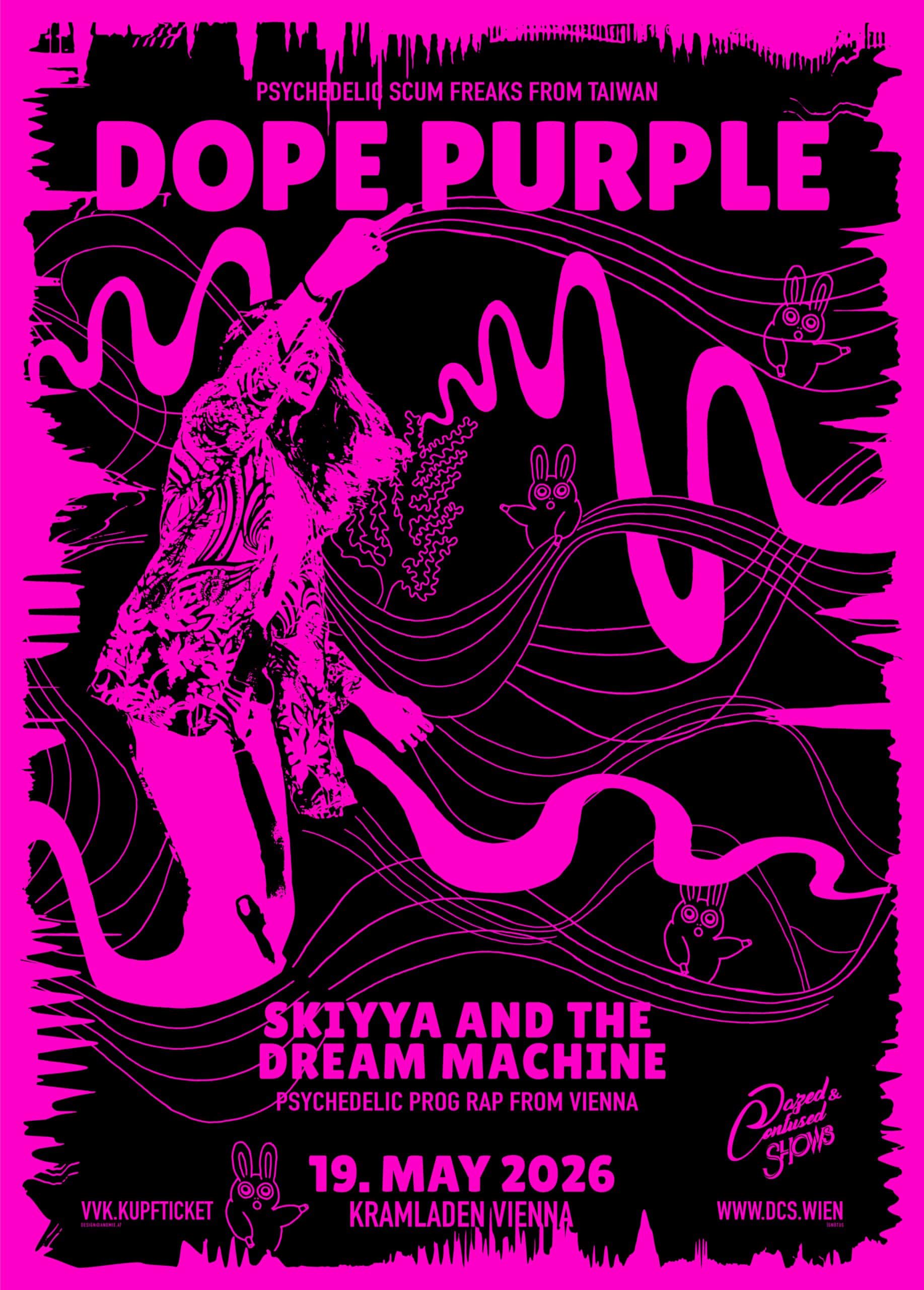 DOPE PURPLE SKIYYA & THE DREAM MACHINE WIEN VIENNA KRAMLADEN 2026 dazed & confused shows